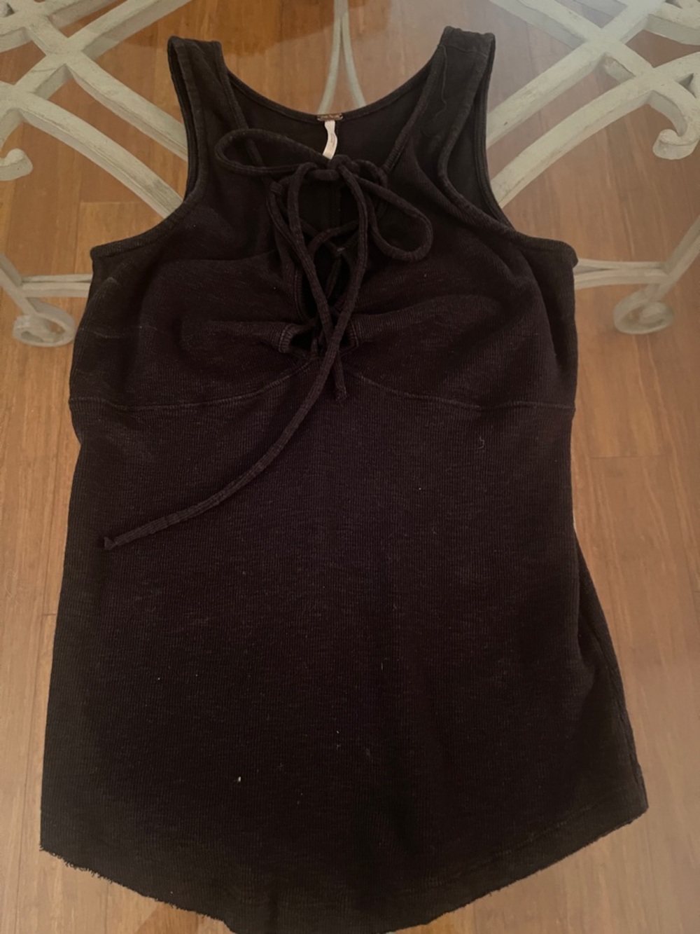 Free People Black Lace-Up Knit Tank